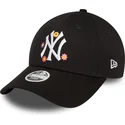 mutzen-gebogen-schwarz-verstellbares-band-9forty-flower-der-new-york-yankees-mlb-von-new-era