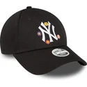 new-era-mlb-new-york-yankees-9forty-verstellbare-damenkappe-mit-gebogenem-schirm-in-schwarz-mit-blumenmuster