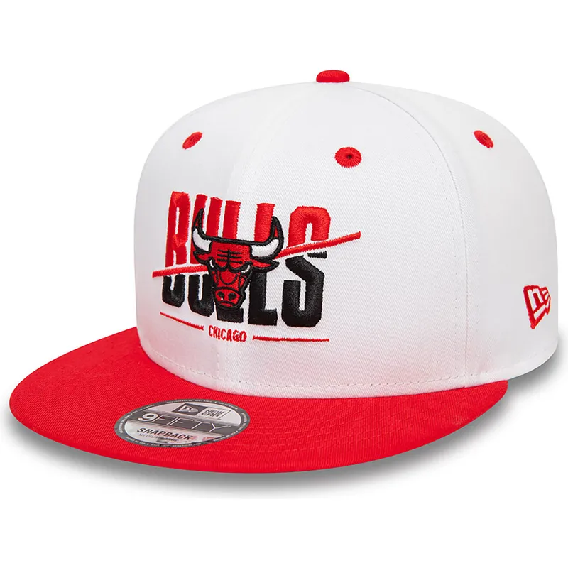 weisse-und-rote-flache-snapback-kappe-9fifty-white-crown-von-chicago-bulls-nba-von-new-era