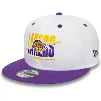 New Era Flat Brim 9FIFTY White Crown Los Angeles Lakers NBA White and Purple Snapback Cap