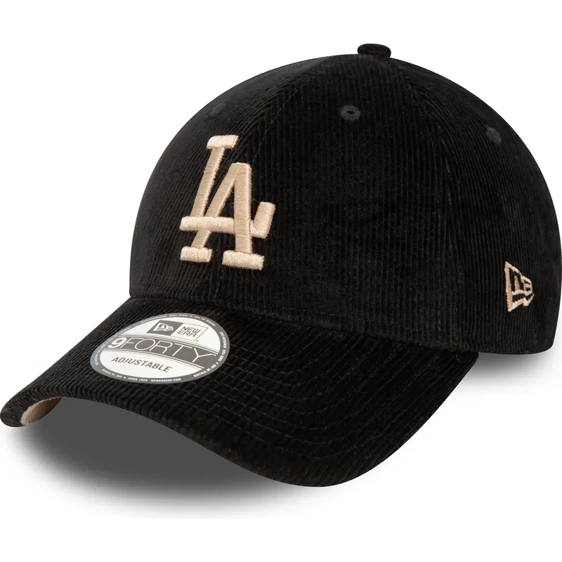 mutzen-gebogen-schwarz-verstellbares-band-9forty-cord-der-los-angeles-dodgers-mlb-von-new-era