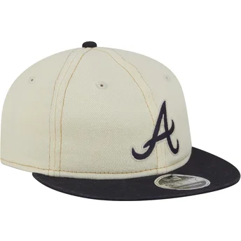 Beige und marineblaue flache Kappe 9FIFTY Retro Crown Denim der Atlanta Braves MLB von New Era