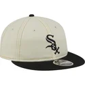 beige-und-schwarze-flache-kappe-9fifty-retro-crown-denim-der-chicago-white-sox-mlb-von-new-era