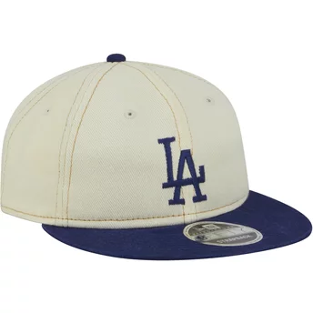 New Era Flat Brim 9FIFTY Retro Crown Denim Los Angeles Dodgers MLB Beige and Blue Cap