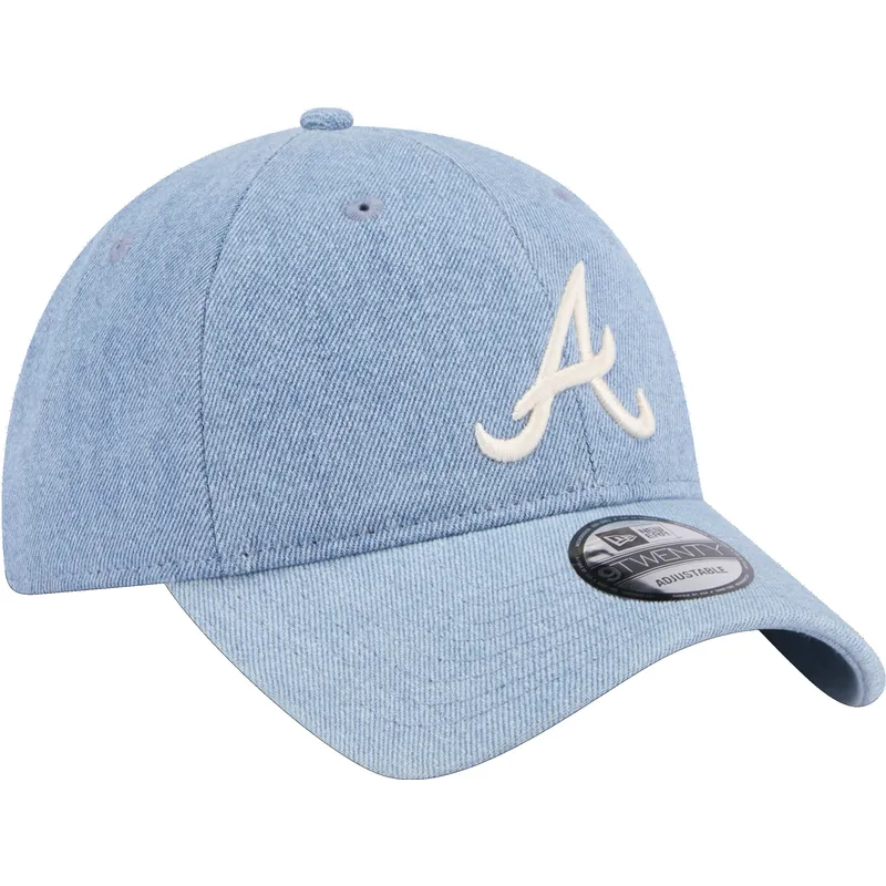 mutzen-gebogen-blau-verstellbares-band-9twenty-washed-denim-der-atlanta-braves-mlb-von-new-era