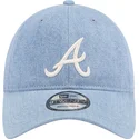 verstellbare-blaue-curved-cap-9twenty-washed-denim-der-atlanta-braves-mlb-von-new-era