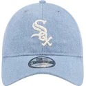 blaue-gebogene-verstellbare-kappe-9twenty-washed-denim-der-chicago-white-sox-mlb-von-new-era