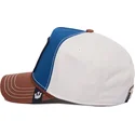 goorin-bros-tough-bully-100-the-farm-all-over-canvas-snapback-kappe-mit-gebogenem-schirm-in-blau-weiss-und-braun-mit-bulldoggenm