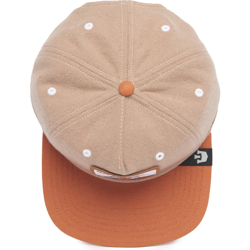 braune-flache-snapback-kappe-ziege-goat-alpine-base-the-farm-flats-von-goorin-bros