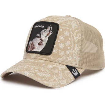 Trucker-Cap beige Wolf Lone Wolf Sign O' The Times The Farm Paisley von Goorin Bros.