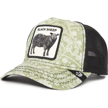Goorin Bros. The Farm Paisley Black Sheep Parade grün-schwarze Trucker-Kappe.