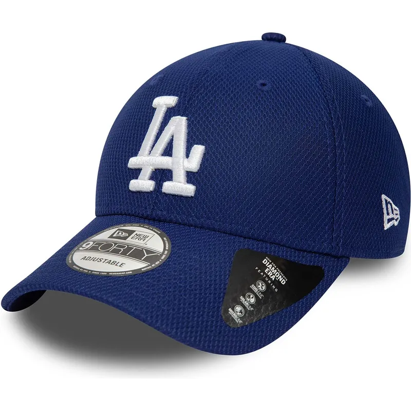 mutzen-gebogen-blau-verstellbares-band-9forty-diamond-era-essential-der-los-angeles-dodgers-mlb-von-new-era