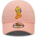 verstellbare-rosa-kinderkappe-9forty-mit-gebogenem-schirm-von-tweety-looney-tunes-von-new-era