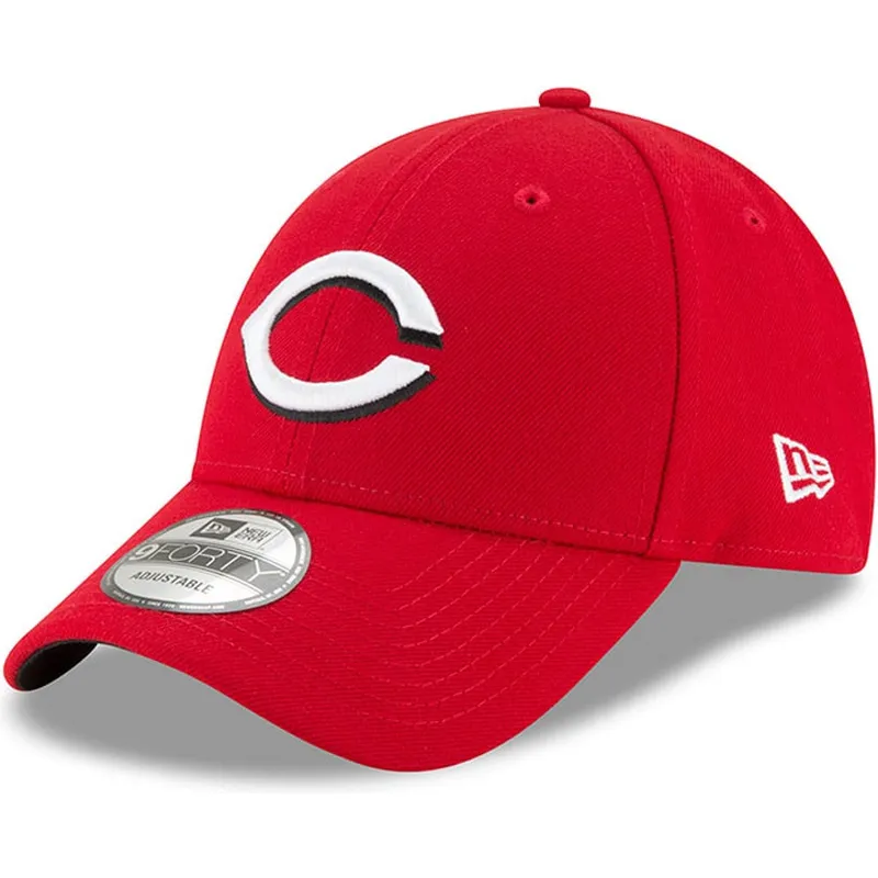 rote-verstellbare-curved-cap-9forty-the-league-der-cincinnati-reds-mlb-von-new-era