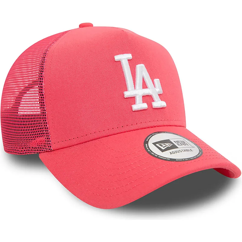 mutzen-gebogen-rosa-snapback-a-frame-league-essential-der-los-angeles-dodgers-mlb-von-new-era