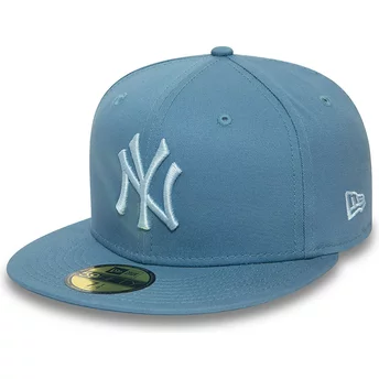 New Era Flat Brim Blue Logo 59FIFTY League Essential New York Yankees MLB Blue Fitted Cap