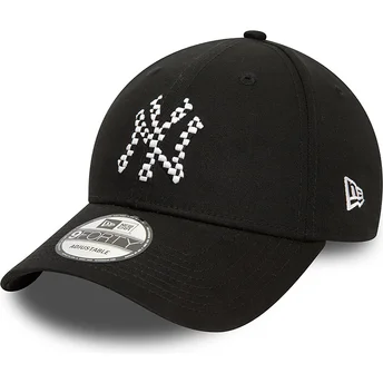 New Era New York Yankees MLB 9FORTY Seasonal Infill verstellbare schwarze Kappe mit gebogenem Schirm