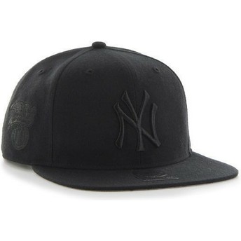 47 Brand Flat Brim Schwarzes Logo New York Yankees MLB Sure Shot Snapback Cap schwarz 
