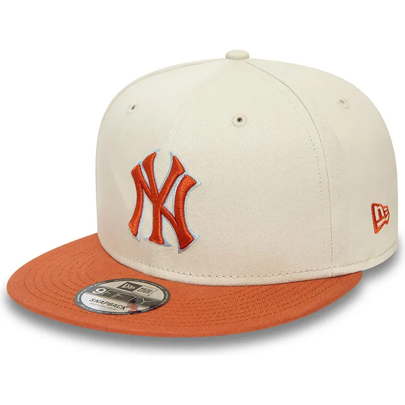 beige-braune-snapback-cap-9fifty-patch-der-new-york-yankees-mlb-von-new-era