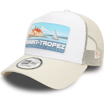 New Era A Frame Summer Cities and Beaches Saint-Tropez Beige Trucker Hat