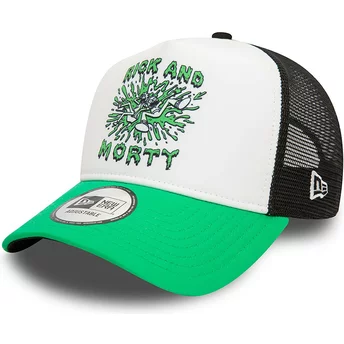 New Era A Frame Character Rick and Morty White, Black and Green Trucker Hat