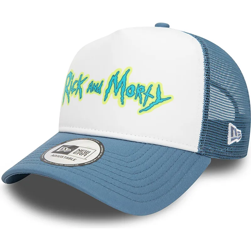 weisse-und-blaue-trucker-kappe-a-frame-character-von-rick-und-morty-von-new-era