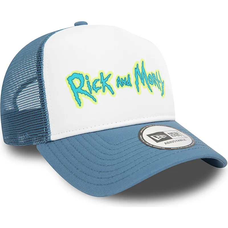 weisse-und-blaue-trucker-kappe-a-frame-character-von-rick-und-morty-von-new-era