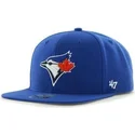 blaue-flache-snapback-kappe-mit-toronto-blue-jays-mlb-maskottchen-logo-von-47-brand-sure-shot