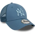 blaue-trucker-kappe-mit-blauem-logo-9forty-home-field-der-new-york-yankees-mlb-von-new-era