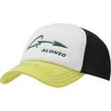 verstellbare-weisse-schwarze-und-gelbe-trucker-kappe-aston-martin-f1-team-x-kimoa