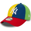 new-era-mlb-new-york-yankees-9forty-block-verstellbare-mehrfarbige-kinderkappe-mit-gebogenem-schirm