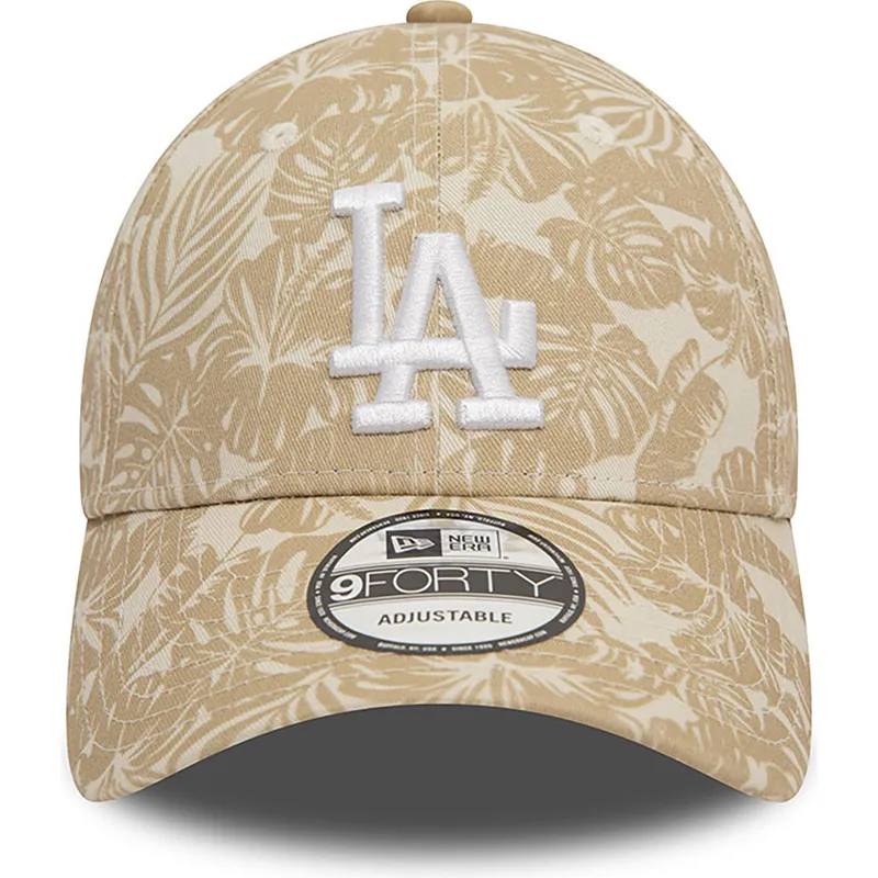 braune-verstellbare-curved-cap-9forty-summer-all-over-print-der-los-angeles-dodgers-mlb-von-new-era