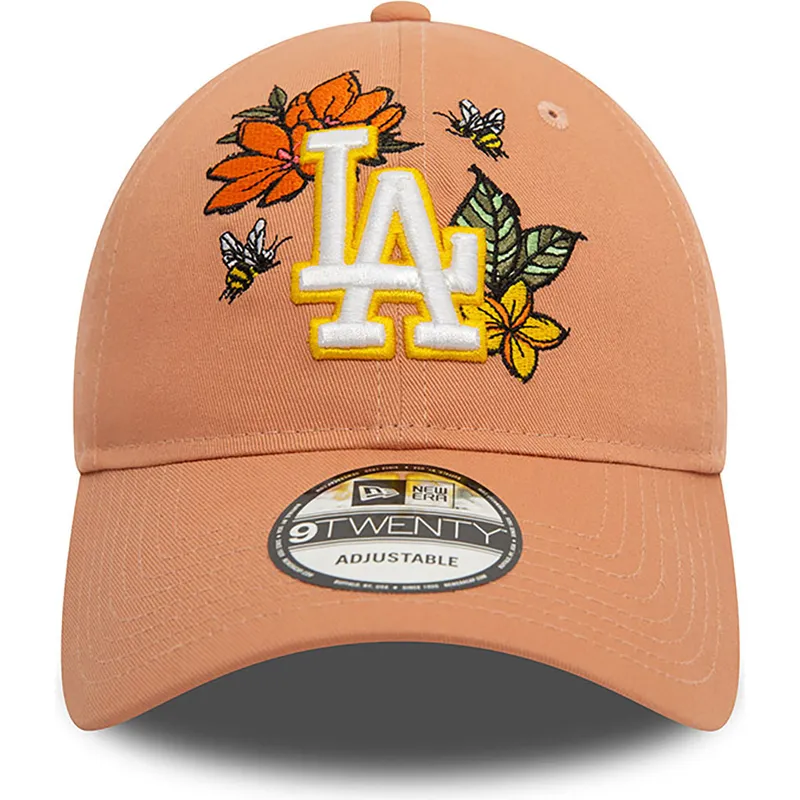 mutzen-gebogen-braun-verstellbares-band-9twenty-floral-der-los-angeles-dodgers-mlb-von-new-era