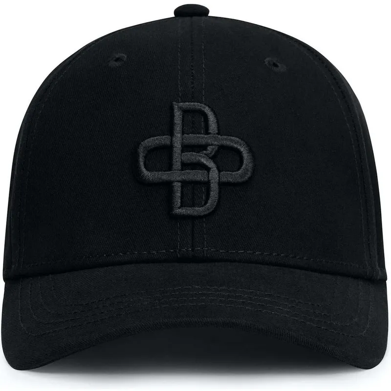 schwarze-verstellbare-curved-cap-mit-schwarzem-logo-baseball-peach-von-oblack