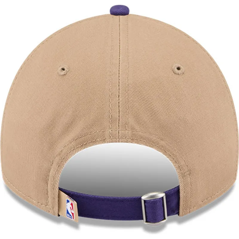 braune-und-violette-verstellbare-curved-cap-9twenty-draft-2024-der-los-angeles-lakers-nba-von-new-era