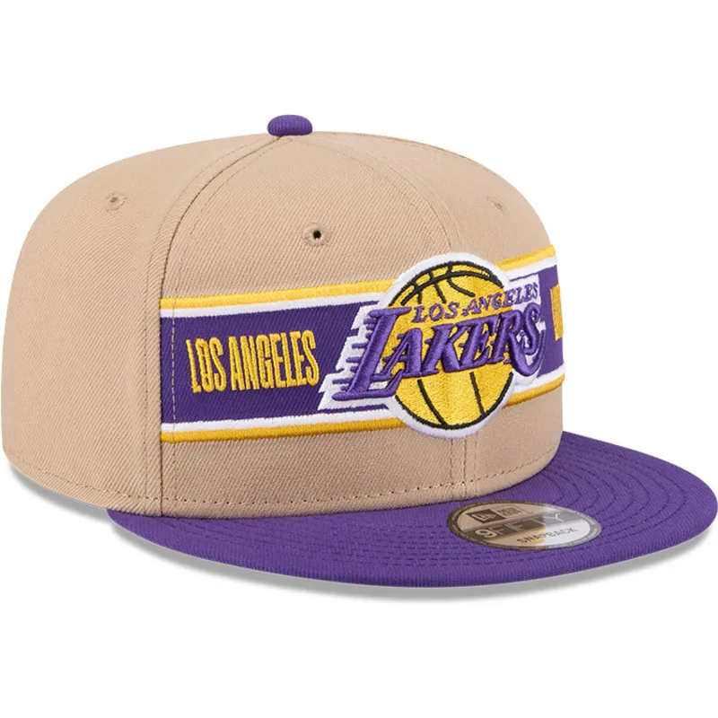 braune-und-violette-flatcap-snapback-9fifty-draft-2024-der-los-angeles-lakers-nba-von-new-era