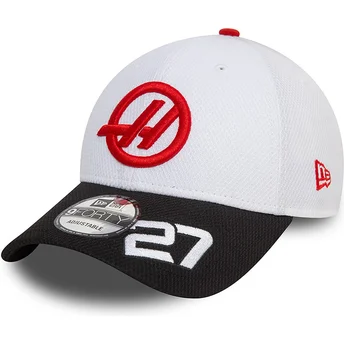 Weiße und schwarze gebogene Snapback-Kappe Nico Hulkenberg 9FORTY von Haas F1 Team Formula 1 von New Era