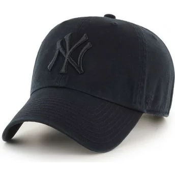 47 Brand Curved Brim Mit Schwarzem Logo New York Yankees MLB Clean Up Cap Dunkelschwarz