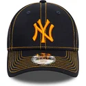 new-era-mlb-new-york-yankees-9forty-stitch-kinder-verstellbare-marineblau-gebogene-kappe-mit-orangefarbenem-logo