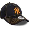 new-era-mlb-new-york-yankees-9forty-stitch-kinder-verstellbare-marineblau-gebogene-kappe-mit-orangefarbenem-logo