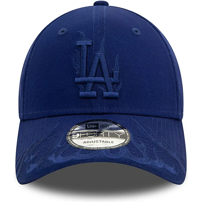 mutzen-gebogen-blau-verstellbares-band-9forty-flame-der-los-angeles-dodgers-mlb-von-new-era