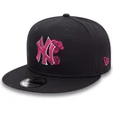 new-era-new-york-yankees-mlb-9fifty-seasonal-flower-marineblaue-snapback-kappe-mit-rosa-logo