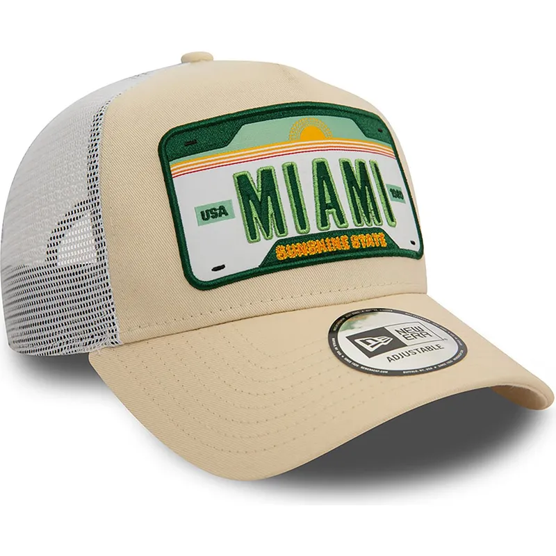 mutzen-gebogen-beige-snapback-a-frame-license-plate-der-miami-ciudades-y-playas-von-new-era