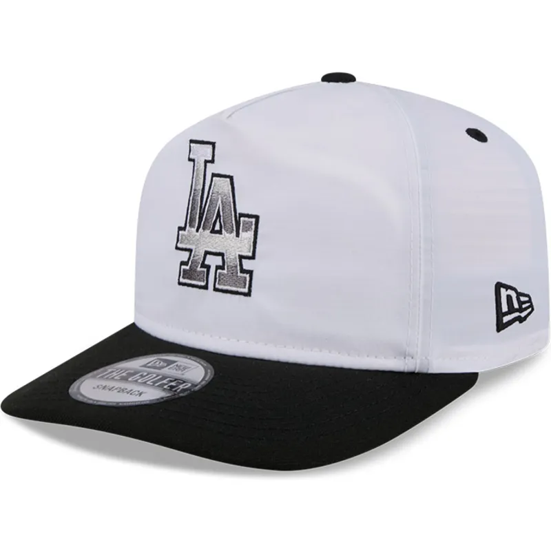 weisse-und-schwarze-gebogene-snapback-kappe-golfer-chrome-logo-der-los-angeles-dodgers-mlb-von-new-era