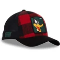 rote-und-schwarze-trucker-kappe-daffy-duck-loo10-lum-looney-tunes-von-capslab