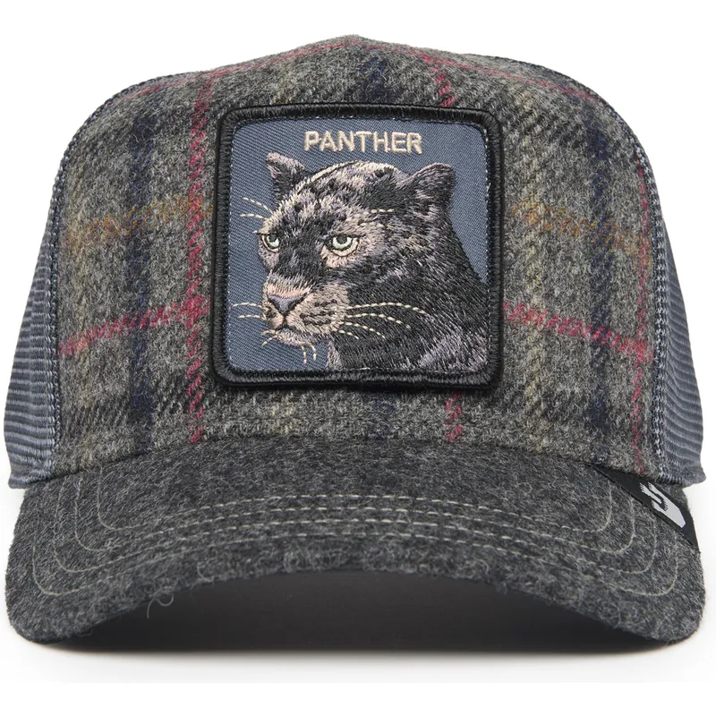 trucker-cap-grau-panther-moon-panther-uk-plaid-the-farm-von-goorin-bros