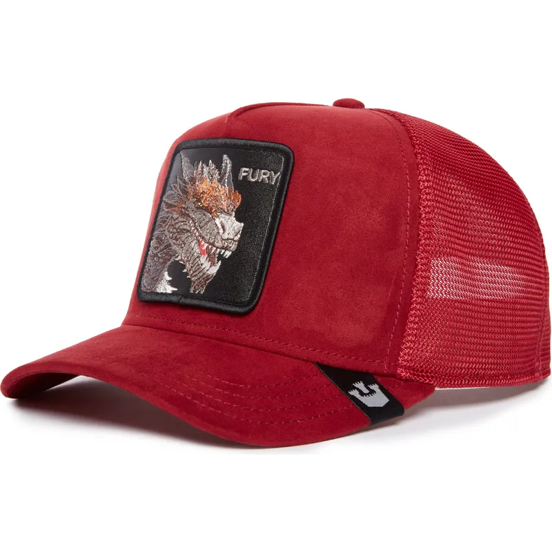 trucker-cap-rot-drache-fury-the-suede-dragon-the-farm-von-goorin-bros