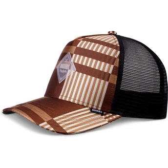 Djinns HFT Shiny Check braun-schwarze Trucker-Kappe