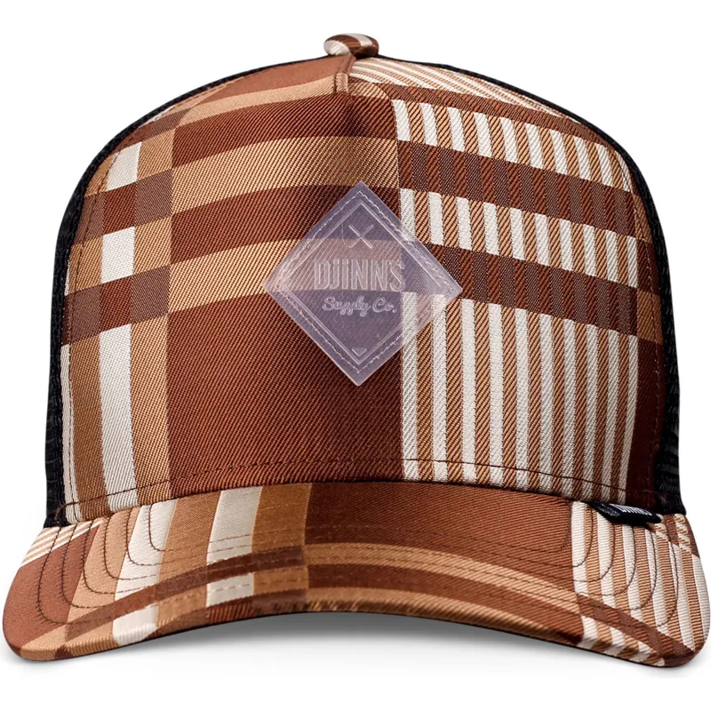 trucker-cap-braun-und-schwarz-hft-shiny-check-von-djinns