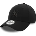 new-era-9forty-check-infill-verstellbare-schwarze-kappe-mit-gebogenem-schirm-der-new-york-yankees-mlb